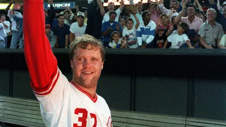 tom browning of cincinnati reds after throwing perfect game against la dodgers in sept 16, 1988
