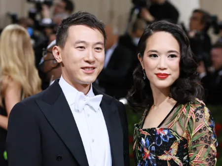 shou zi chew with his wife vivian during an event in 2023