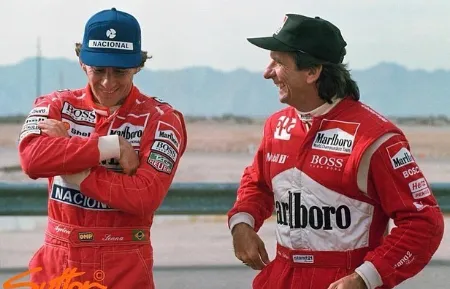 emerson fittipaldi with senna during the race