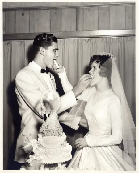 james robison with his wife betty freeman during their wedding